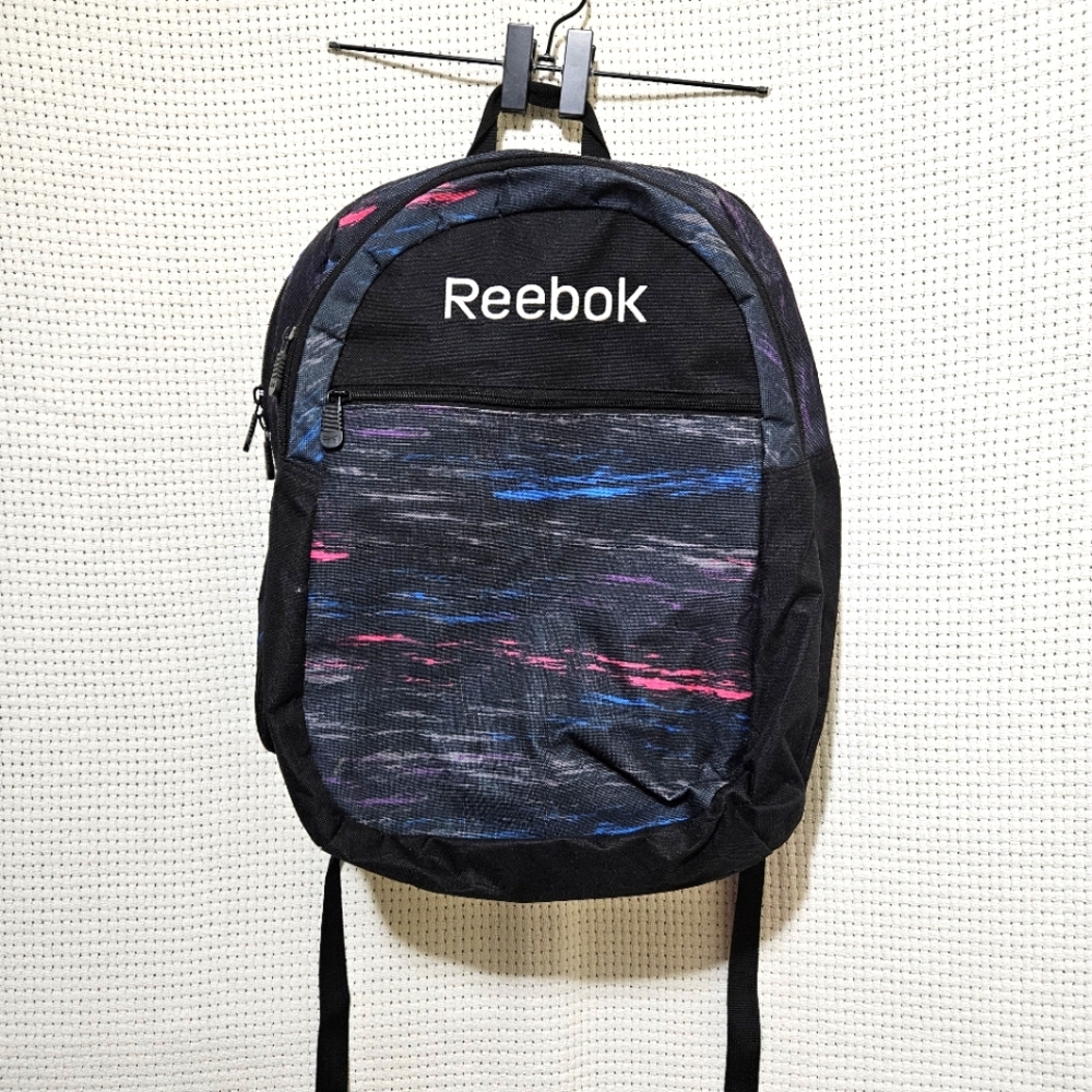 Reebok Black Backpack With Pink, Purple, Blue Colour Splash